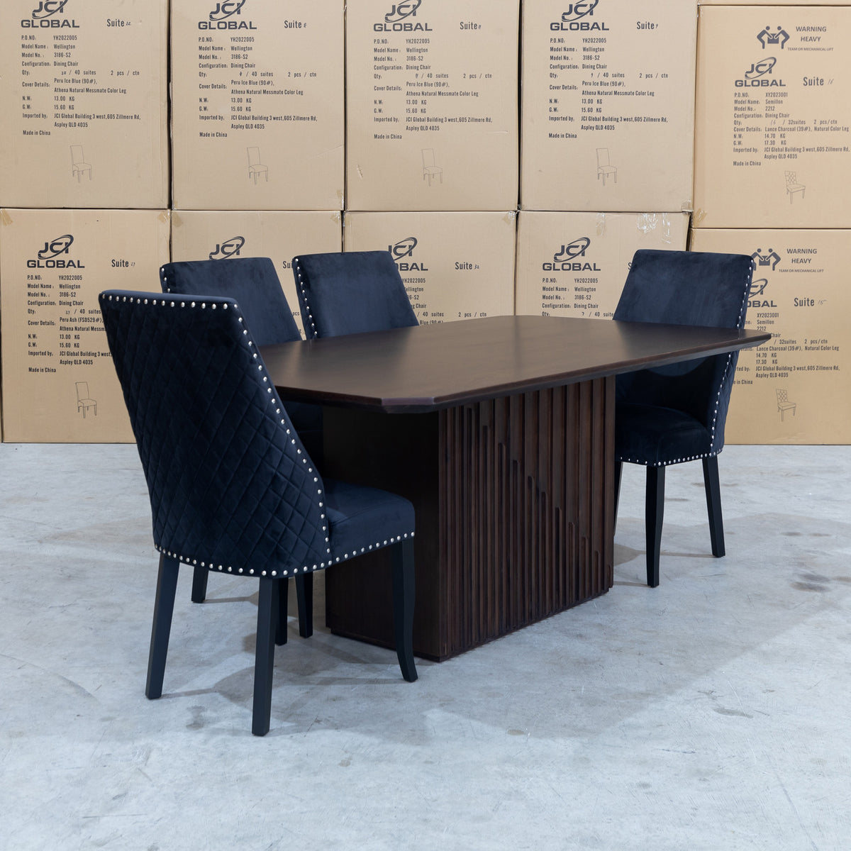 The Shiraz 240cm Acacia Hardwood Dining Table available to purchase from Warehouse Furniture Clearance at our next sale event.