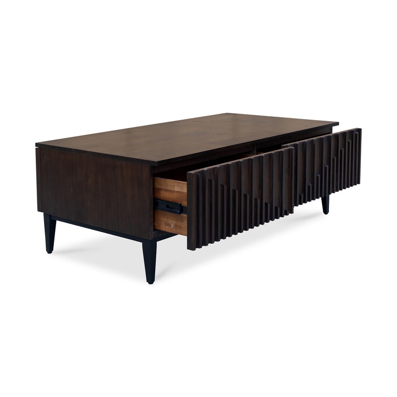 The Shiraz Acacia Hardwood Coffee Table available to purchase from Warehouse Furniture Clearance at our next sale event.