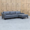 The Tara Three Seater Leather Chaise Lounge - Charcoal available to purchase from Warehouse Furniture Clearance at our next sale event.