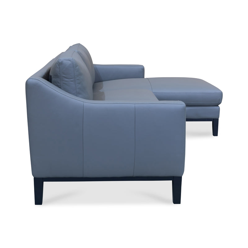 The Tara Three Seater Leather Chaise Lounge - Charcoal available to purchase from Warehouse Furniture Clearance at our next sale event.