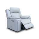 The Dylan Triple Motor Electric Single Recliner - Dove Leather available to purchase from Warehouse Furniture Clearance at our next sale event.