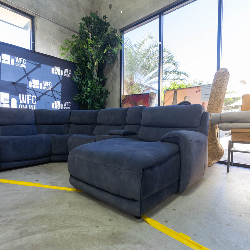 The EXP-11930PRY Modular Corner Suite with Electric Recliner - Charcoal available to purchase from Warehouse Furniture Clearance at our next sale event.