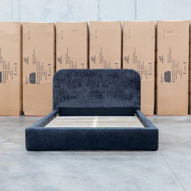 The Elm Double Upholstered Bed - Black