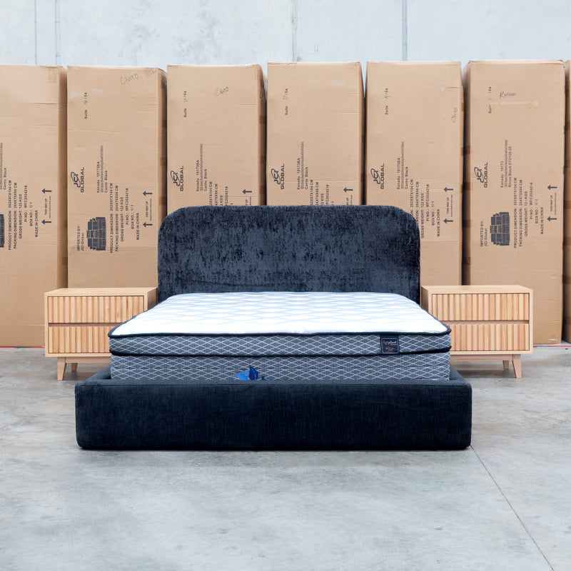 The Elm Double Upholstered Bed - Black