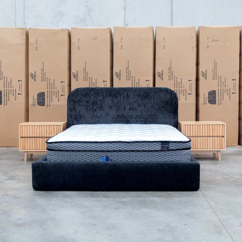 The Elm Double Upholstered Bed - Black