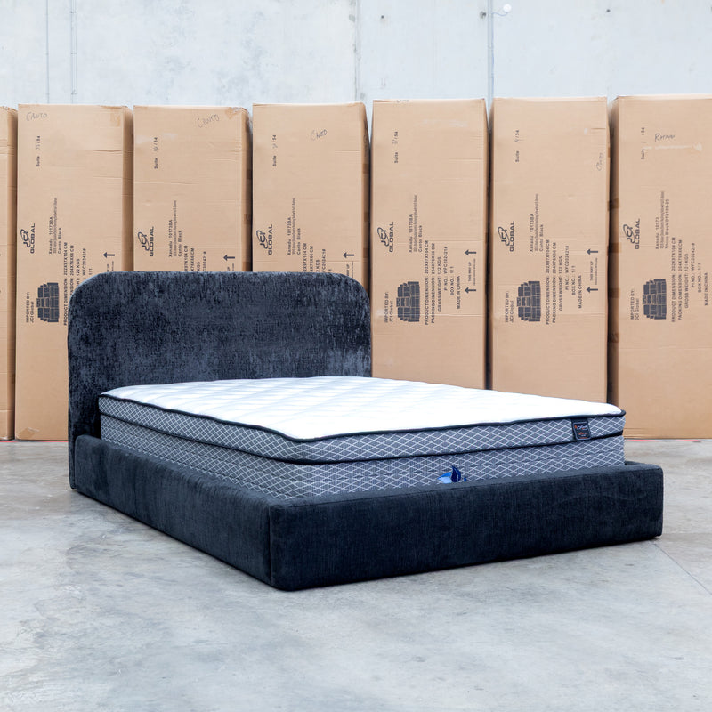 The Elm Double Upholstered Bed - Black