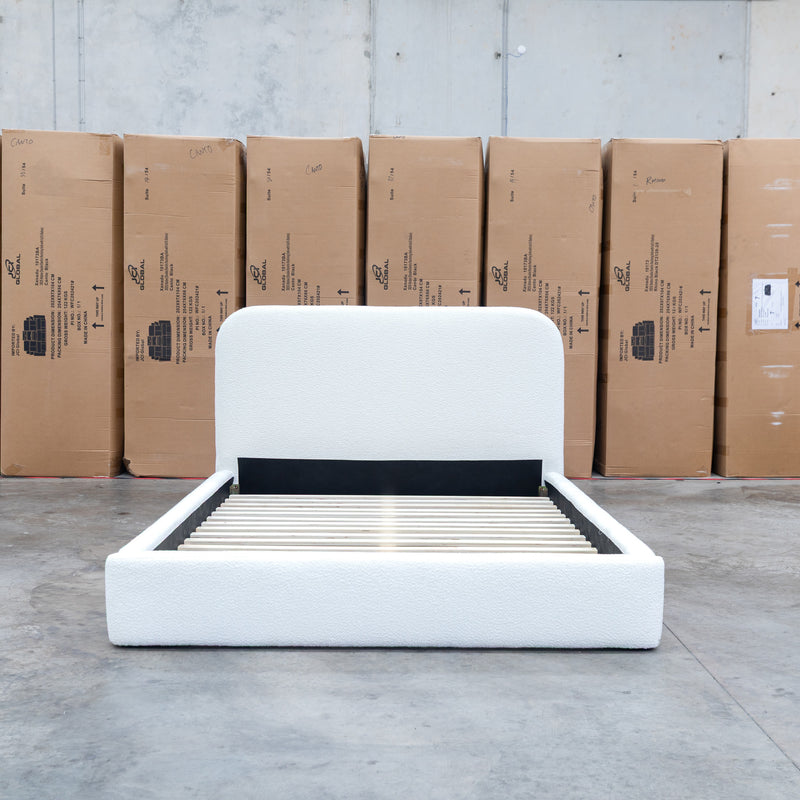 The Elm Double Upholstered Bed - Cream