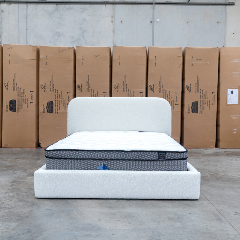 The Elm Double Upholstered Bed - Cream