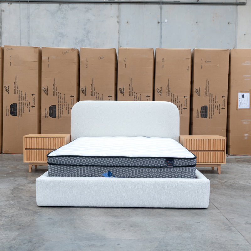 The Elm Double Upholstered Bed - Cream