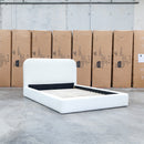 The Elm Double Upholstered Bed - Cream available to purchase from Warehouse Furniture Clearance at our next sale event.