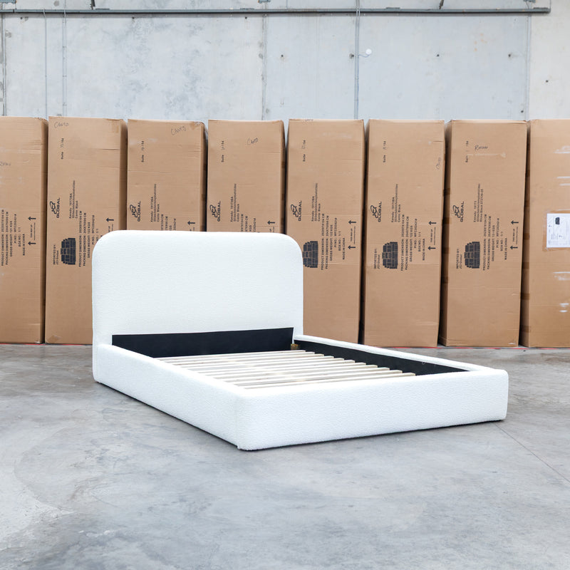 The Elm Double Upholstered Bed - Cream