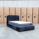 The Elm King Single Upholstered Bed - Black available to purchase from Warehouse Furniture Clearance at our next sale event.