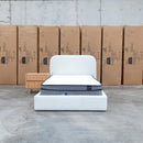 The Elm King Single Upholstered Bed - Cream available to purchase from Warehouse Furniture Clearance at our next sale event.