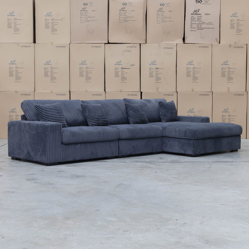 Elona Oversized Plush RHF Chaise Lounge - Black