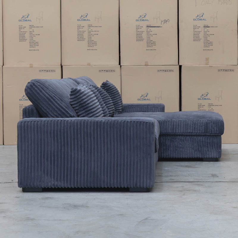 Elona Oversized Plush RHF Chaise Lounge - Black