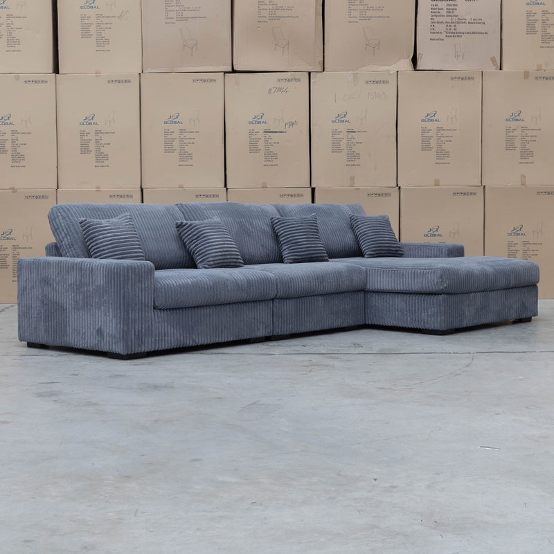 Elona Oversized Plush RHF Chaise Lounge - Grey