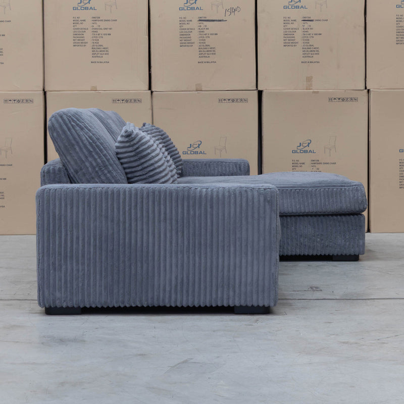 Elona Oversized Plush RHF Chaise Lounge - Grey