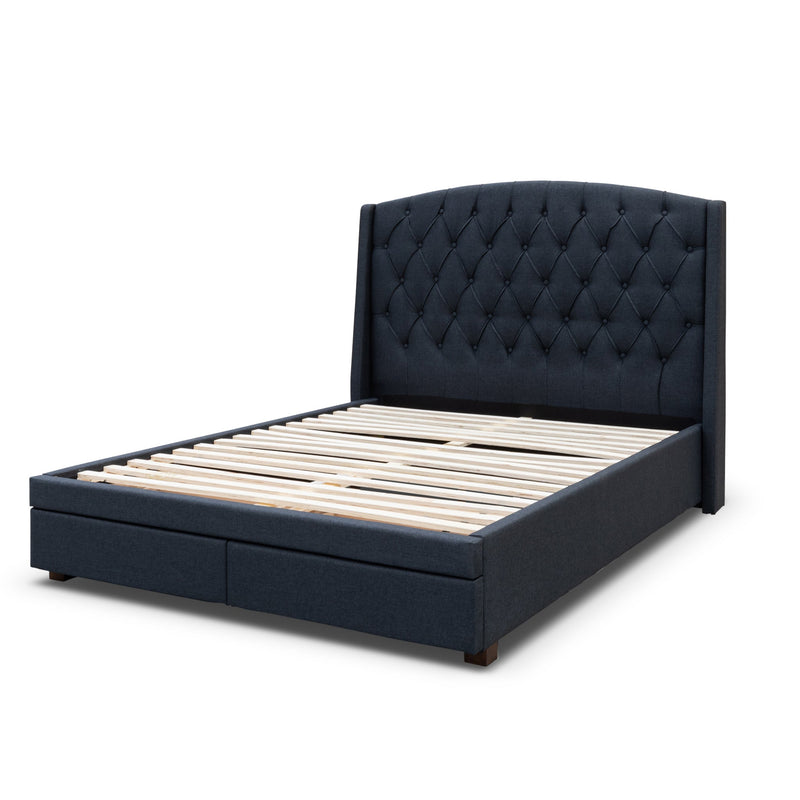 The Emily Double Fabric Storage Bed - Charcoal available to purchase from Warehouse Furniture Clearance at our next sale event.
