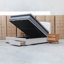 Emily Queen Fabric Gas Lift Storage Drawer Bed - Oat White - Warehouse Furniture Clearance