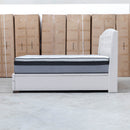 Emily Queen Fabric Gas Lift Storage Drawer Bed - Oat White - Warehouse Furniture Clearance