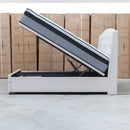 Emily Queen Fabric Gas Lift Storage Drawer Bed - Oat White - Warehouse Furniture Clearance