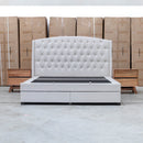 Emily King Fabric Gas Lift Storage Drawer Bed - Oat White