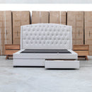 Emily King Fabric Gas Lift Storage Drawer Bed - Oat White