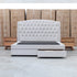 The Emily Queen Fabric Gas Lift Storage Drawer Bed - Oat White - PRE ORDER Available After 23rd October