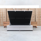 The Emily Double Fabric Gas Lift Storage Drawer Bed - Oat White available to purchase from Warehouse Furniture Clearance at our next sale event.