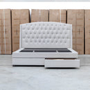 Emily King Fabric Gas Lift Storage Drawer Bed - Oat White
