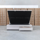 Emily Queen Fabric Gas Lift Storage Drawer Bed - Oat White - Warehouse Furniture Clearance