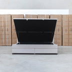 The Emily Double Fabric Gas Lift Storage Drawer Bed - Oat White available to purchase from Warehouse Furniture Clearance at our next sale event.