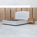 Emily King Fabric Gas Lift Storage Drawer Bed - Oat White