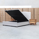 Emily King Fabric Gas Lift Storage Drawer Bed - Oat White