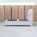 The Emily Double Fabric Gas Lift Storage Drawer Bed - Oat White available to purchase from Warehouse Furniture Clearance at our next sale event.