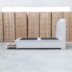 The Emily Double Fabric Gas Lift Storage Drawer Bed - Oat White available to purchase from Warehouse Furniture Clearance at our next sale event.