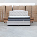 Emily Queen Fabric Gas Lift Storage Drawer Bed - Oat White - Warehouse Furniture Clearance