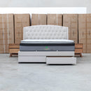 Emily Queen Fabric Gas Lift Storage Drawer Bed - Oat White - Warehouse Furniture Clearance