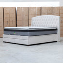 Emily Queen Fabric Gas Lift Storage Drawer Bed - Oat White - Warehouse Furniture Clearance