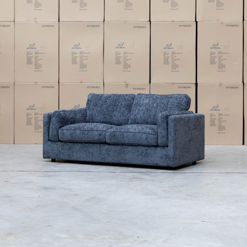 The Enzo Two Seat Sofa - Midnight available to purchase from Warehouse Furniture Clearance at our next sale event.