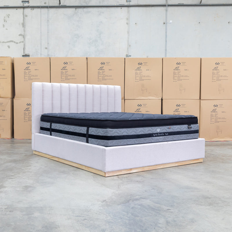 The Esperance King Fabric Gas Lift Storage Bed - Beige