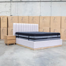 The Esperance Queen Fabric Gas Lift Storage Bed - Beige available to purchase from Warehouse Furniture Clearance at our next sale event.