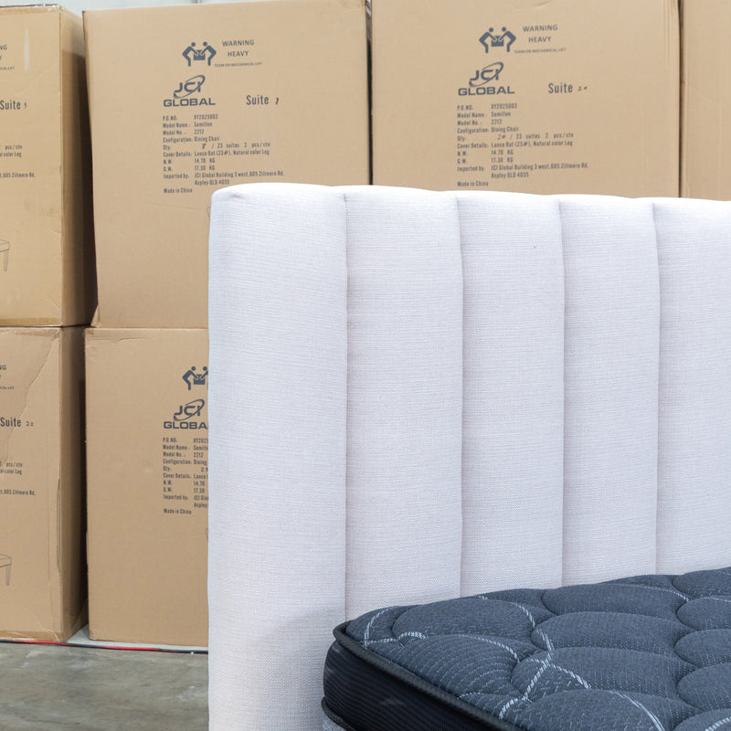 The Esperance King Fabric Gas Lift Storage Bed - Beige