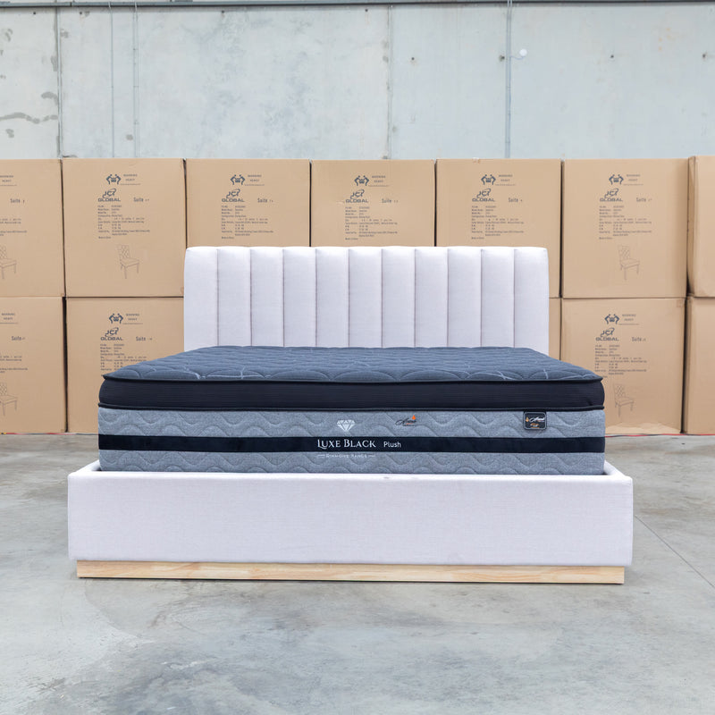 The Esperance King Fabric Gas Lift Storage Bed - Beige