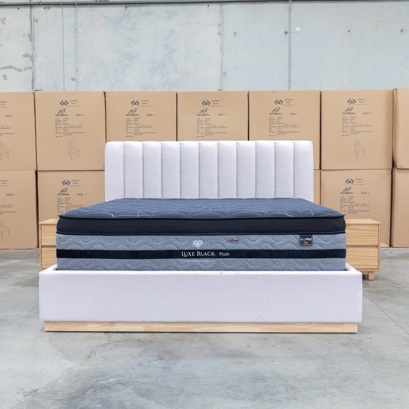 The Esperance King Fabric Gas Lift Storage Bed - Beige
