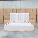 The Esperance King Fabric Gas Lift Storage Bed - Beige available to purchase from Warehouse Furniture Clearance at our next sale event.