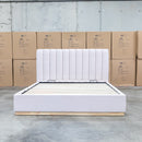 The Esperance Queen Fabric Gas Lift Storage Bed - Beige available to purchase from Warehouse Furniture Clearance at our next sale event.