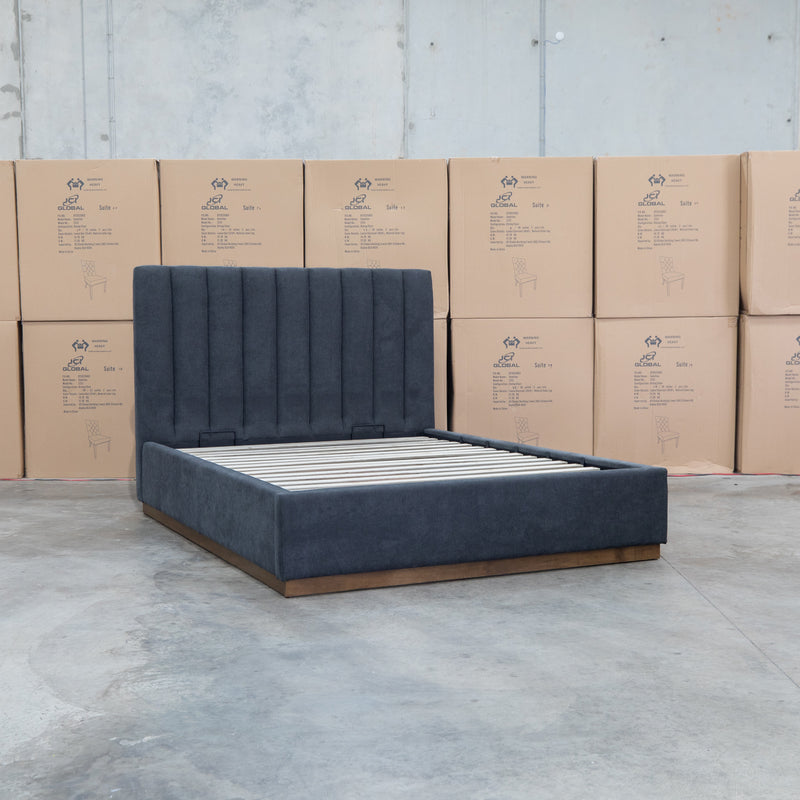 The Esperance Queen Fabric Gas Lift Storage Bed - Charcoal