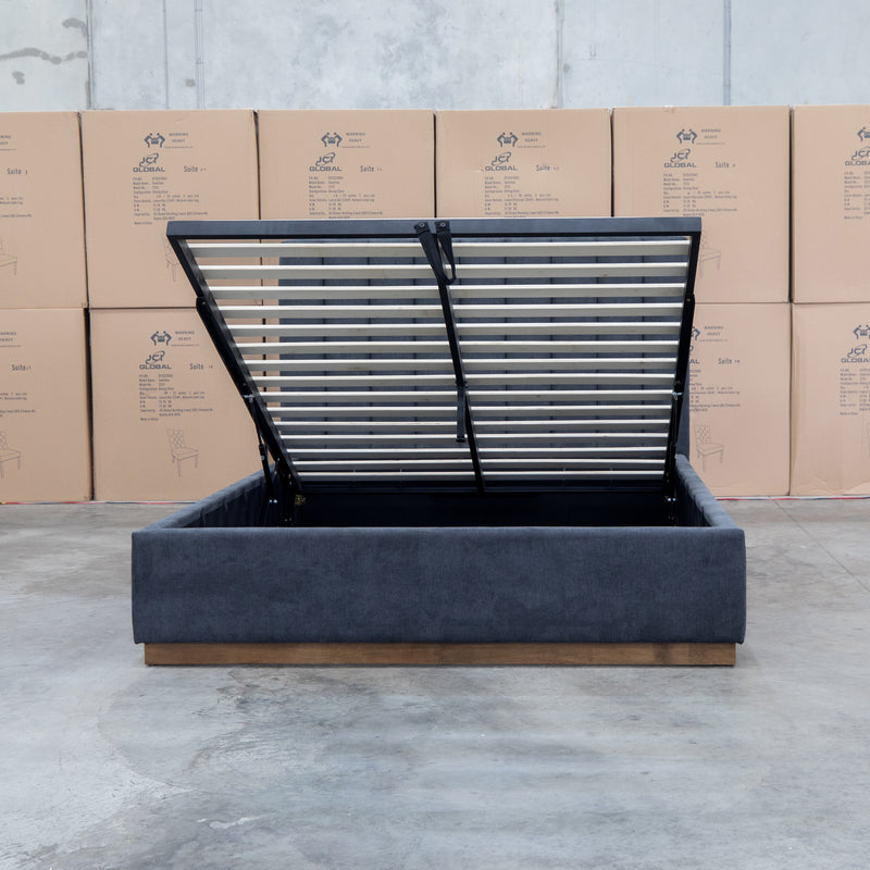 The Esperance Queen Fabric Gas Lift Storage Bed - Charcoal