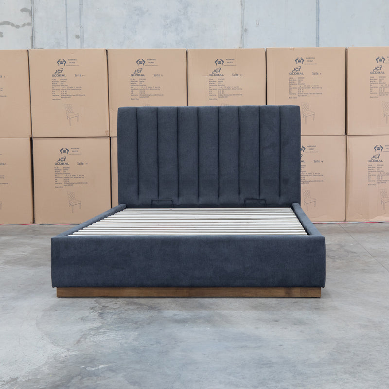 The Esperance Queen Fabric Gas Lift Storage Bed - Charcoal